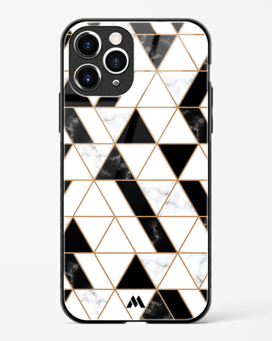 Black on White Patchwork Marble Glass Case Phone Cover (Apple)