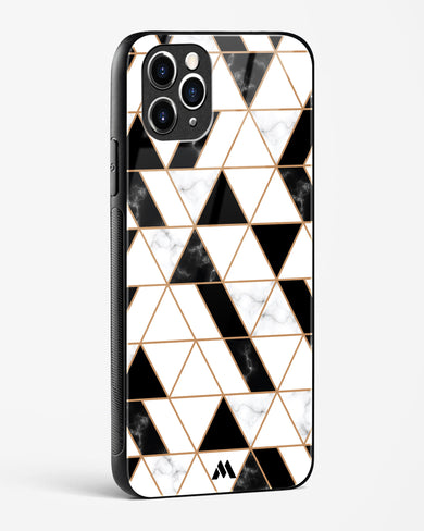 Black on White Patchwork Marble Glass Case Phone Cover (Apple)