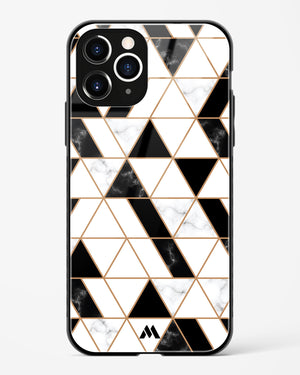 Black on White Patchwork Marble Glass Case Phone Cover (Apple)