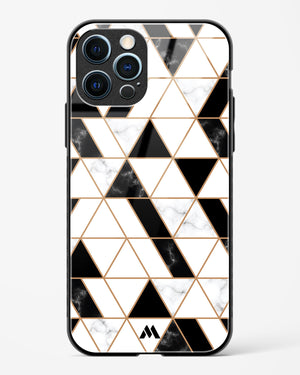 Black on White Patchwork Marble Glass Case Phone Cover (Apple)