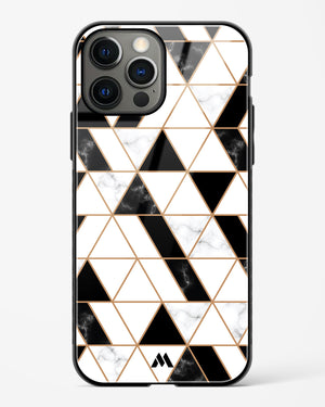 Black on White Patchwork Marble Glass Case Phone Cover (Apple)