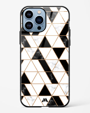 Black on White Patchwork Marble Glass Case Phone Cover (Apple)