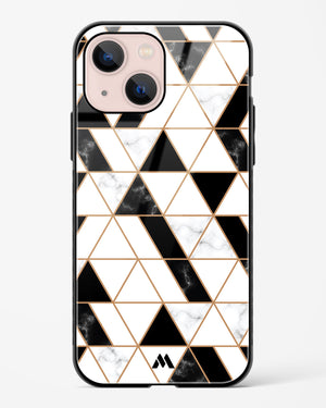 Black on White Patchwork Marble Glass Case Phone Cover (Apple)