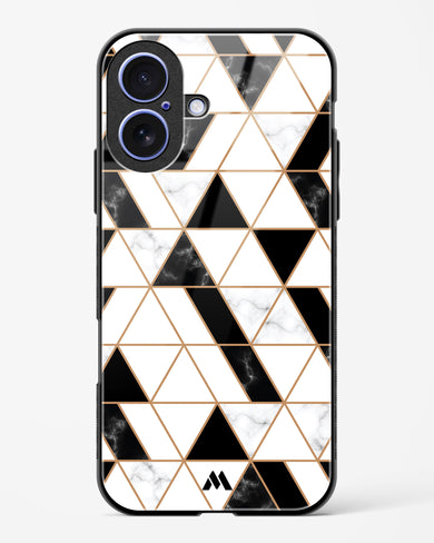 Black on White Patchwork Marble Glass Case Phone Cover (Apple)