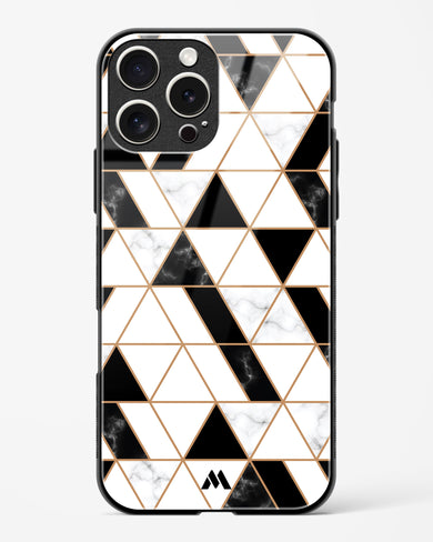 Black on White Patchwork Marble Glass Case Phone Cover (Apple)