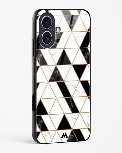 Black on White Patchwork Marble Glass Case Phone Cover (Apple)