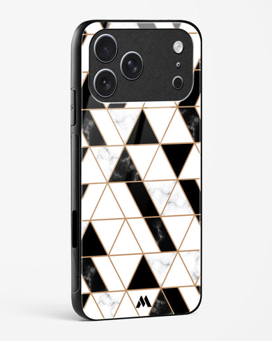 Black on White Patchwork Marble Glass Case Phone Cover (Apple)