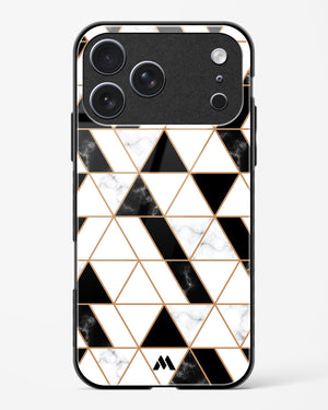 Black on White Patchwork Marble Glass Case Phone Cover (Apple)