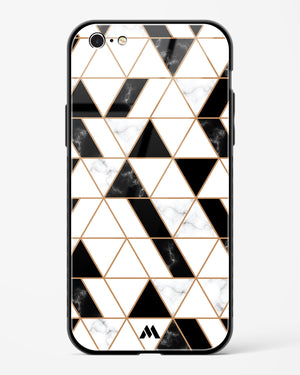 Black on White Patchwork Marble Glass Case Phone Cover (Apple)