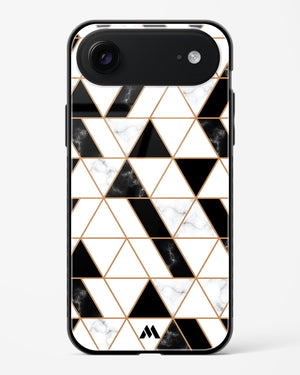 Black on White Patchwork Marble Glass Case Phone Cover (Apple)