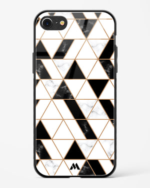 Black on White Patchwork Marble Glass Case Phone Cover (Apple)