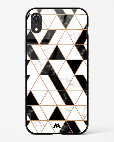 Black on White Patchwork Marble Glass Case Phone Cover (Apple)