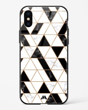 Black on White Patchwork Marble Glass Case Phone Cover (Apple)