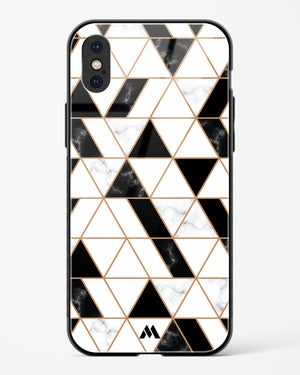 Black on White Patchwork Marble Glass Case Phone Cover (Apple)