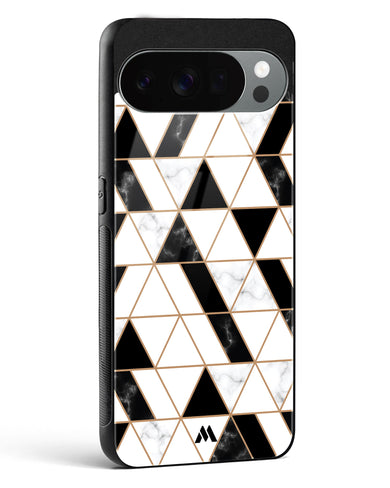 Black on White Patchwork Marble Glass Case Phone Cover (Google)