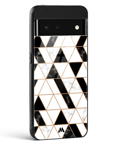 Black on White Patchwork Marble Glass Case Phone Cover (Google)