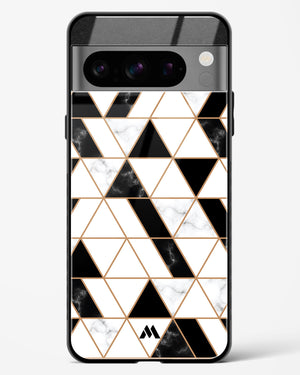 Black on White Patchwork Marble Glass Case Phone Cover-(Google)