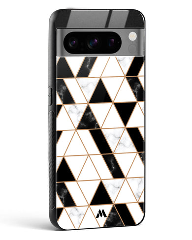 Black on White Patchwork Marble Glass Case Phone Cover (Google)