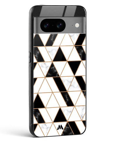 Black on White Patchwork Marble Glass Case Phone Cover (Google)