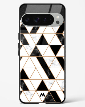 Black on White Patchwork Marble Glass Case Phone Cover (Google)