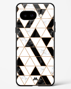Black on White Patchwork Marble Glass Case Phone Cover (Google)
