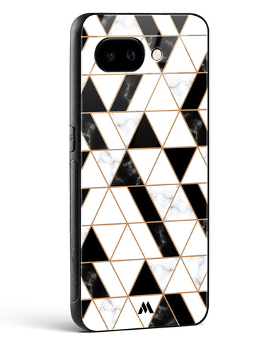 Black on White Patchwork Marble Glass Case Phone Cover (Google)