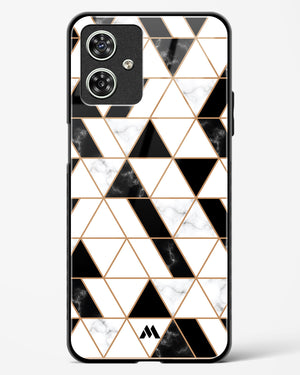 Black on White Patchwork Marble Glass Case Phone Cover-(Motorola)