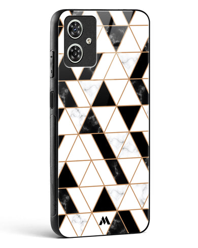 Black on White Patchwork Marble Glass Case Phone Cover (Motorola)