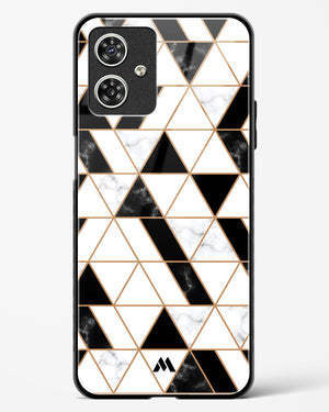 Black on White Patchwork Marble Glass Case Phone Cover (Motorola)