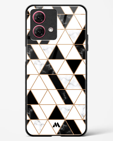 Black on White Patchwork Marble Glass Case Phone Cover (Motorola)