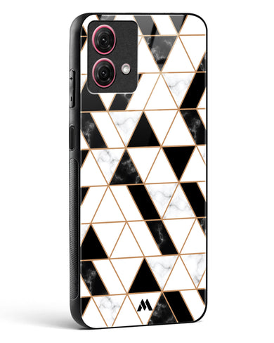 Black on White Patchwork Marble Glass Case Phone Cover (Motorola)