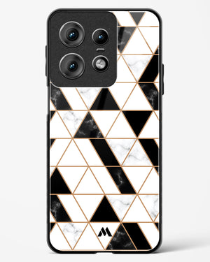 Black on White Patchwork Marble Glass Case Phone Cover (Motorola)