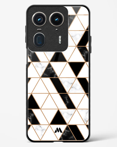 Black on White Patchwork Marble Glass Case Phone Cover (Motorola)