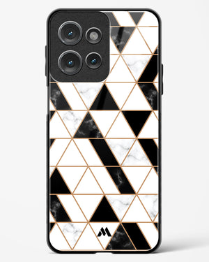Black on White Patchwork Marble Glass Case Phone Cover (Motorola)
