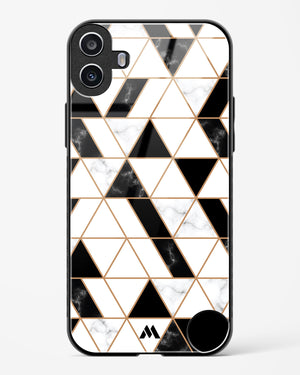 Black on White Patchwork Marble Glass Case Phone Cover (Nothing)