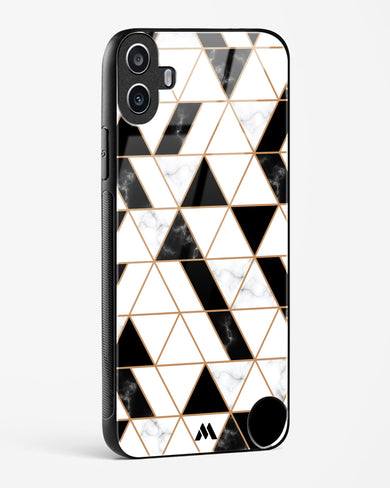 Black on White Patchwork Marble Glass Case Phone Cover (Nothing)