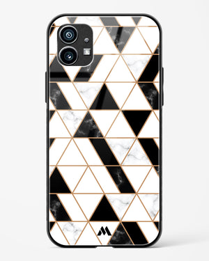 Black on White Patchwork Marble Glass Case Phone Cover (Nothing)