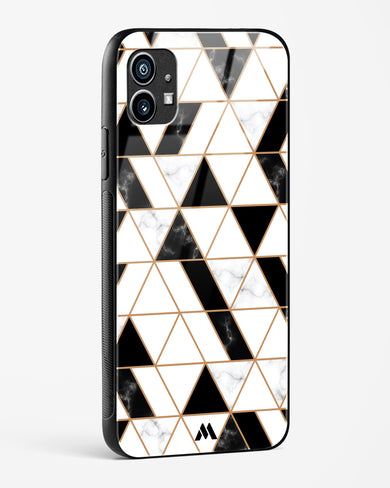 Black on White Patchwork Marble Glass Case Phone Cover (Nothing)