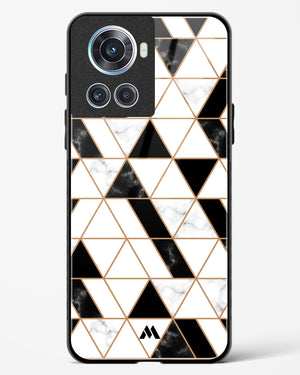 Black on White Patchwork Marble Glass Case Phone Cover (OnePlus)