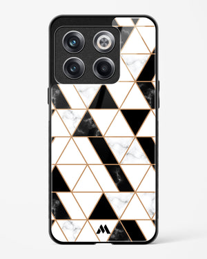 Black on White Patchwork Marble Glass Case Phone Cover (OnePlus)
