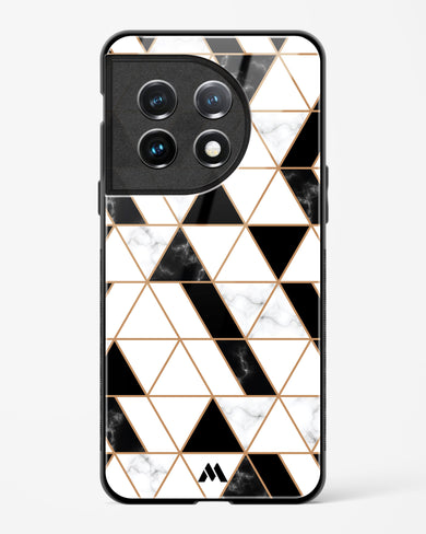 Black on White Patchwork Marble Glass Case Phone Cover (OnePlus)