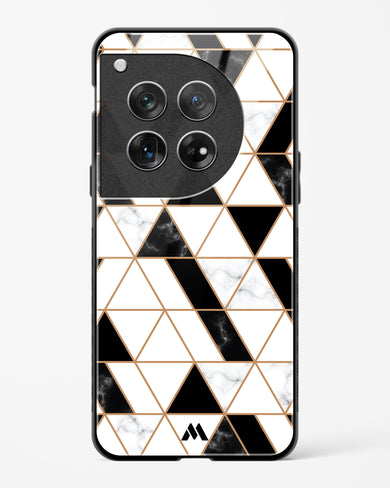 Black on White Patchwork Marble Glass Case Phone Cover (OnePlus)