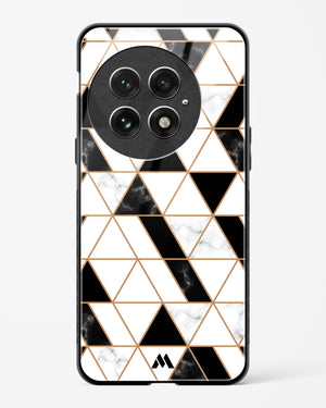 Black on White Patchwork Marble Glass Case Phone Cover (OnePlus)