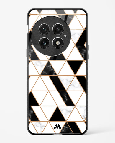 Black on White Patchwork Marble Glass Case Phone Cover (OnePlus)