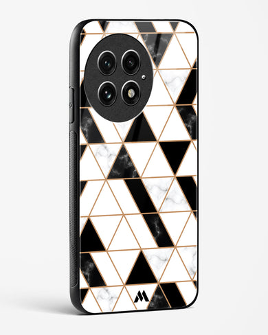 Black on White Patchwork Marble Glass Case Phone Cover (OnePlus)