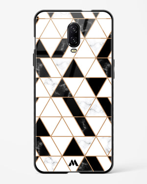 Black on White Patchwork Marble Glass Case Phone Cover (OnePlus)