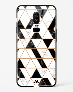 Black on White Patchwork Marble Glass Case Phone Cover (OnePlus)