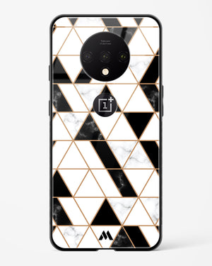 Black on White Patchwork Marble Glass Case Phone Cover (OnePlus)