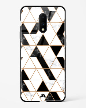 Black on White Patchwork Marble Glass Case Phone Cover (OnePlus)