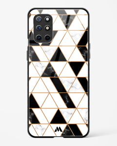 Black on White Patchwork Marble Glass Case Phone Cover (OnePlus)